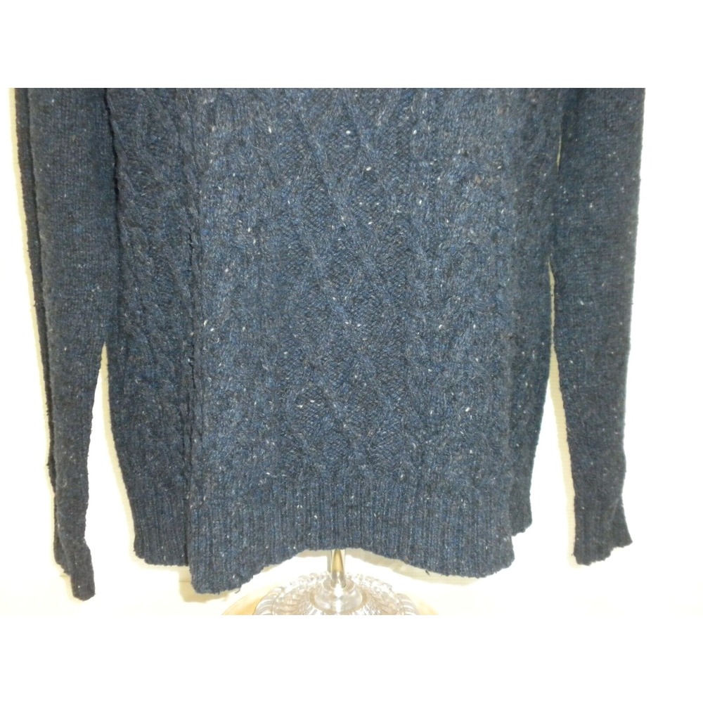 John‎ Lewis Sweater Mens XL Blue Marled Cable Knit 1/4 Zip Merino Wool Fisherman - Picture 4 of 16